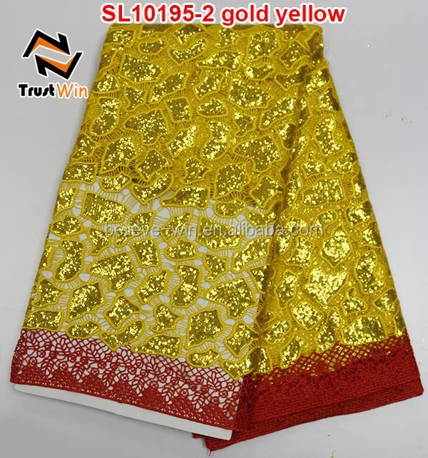 

trustwin gold lace fabric chemical sequin fabric of SL10195 gold