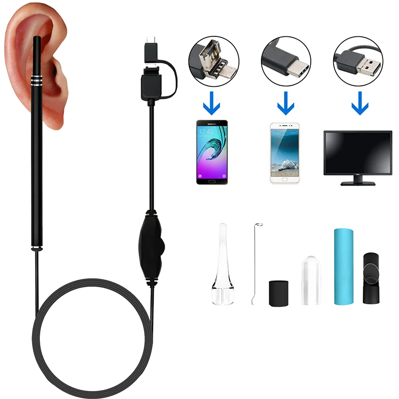 

Professional custom 0.3 MP 3 in one ear cleaner electric ear wax remover cleaner