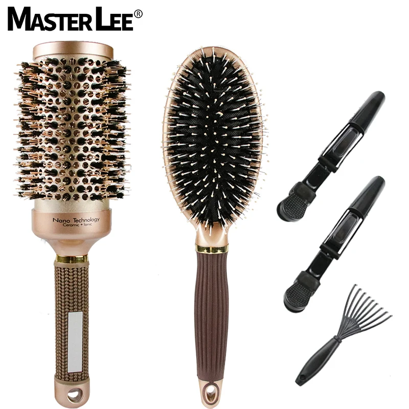 

Masterlee Brand High Quality Hair Brush Boar Bristle Five Dimensions Hair Comb, Gold