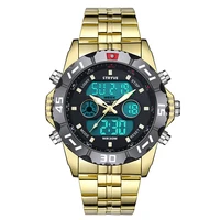 

Stryve 8011 Luxury Brand Waterproof Military Sport Watches Men Stainless Steel Digital Quartz Dual Display Watch montre homme