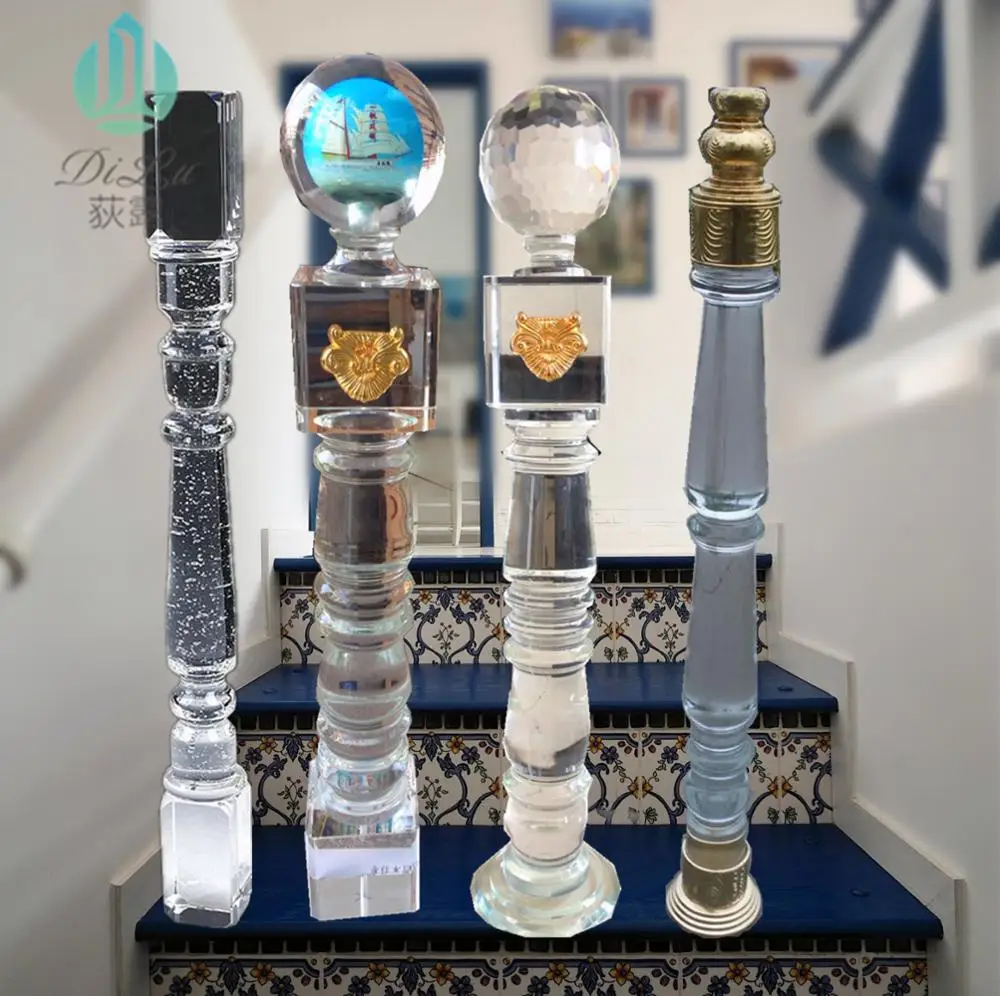 Custom High Quality Clearprefab Glass Stair Wedding Pillar Crystal