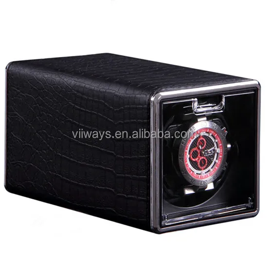 

VIIWAYS wholesale and Luxury Customized PU leather Watch Box single watch winder, Black pu