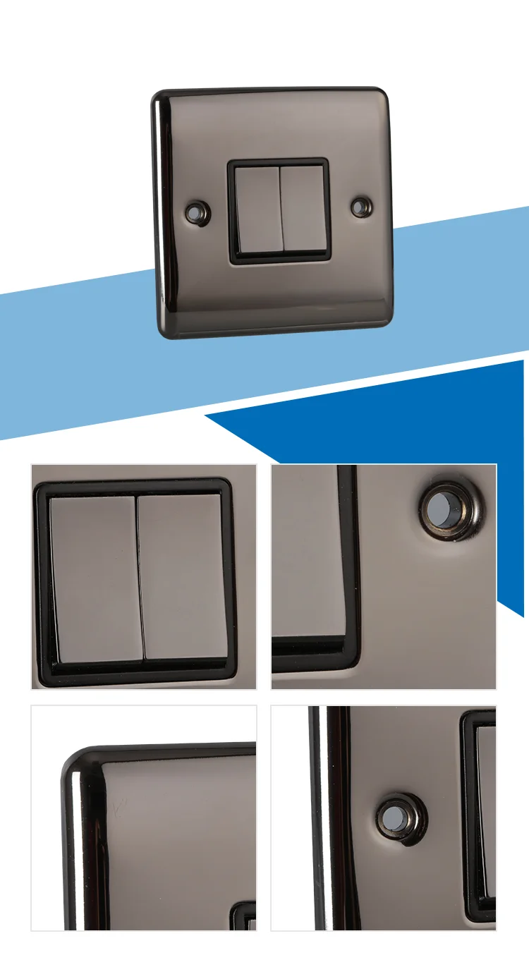 Hailar wall switch new design polished black nickel UK plate switch