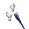 For iPhone ,Micro,Type-C 3A Magnetic Fast USB Charger LED Data Transfer Cable