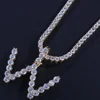 925 silver personalized zirconia initial letter necklace pendant