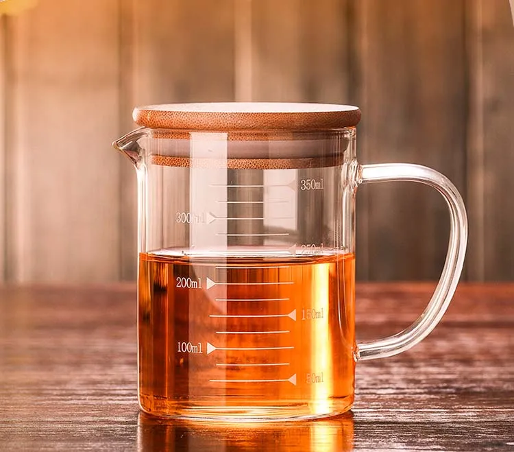 1000ml Pyrex Glass Measuring Drinking Cup Set With Bamboo Lid Buy