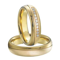 

Alliance anel bague mariage fashion Jewelry Custom Gold plated stainless steel jewelry couple wedding Rings set for women