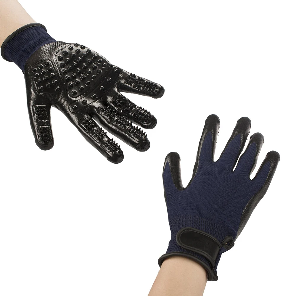 

Wholesale manufacturer new rubber breathable blue cat dog pet grooming glove, Blue or black