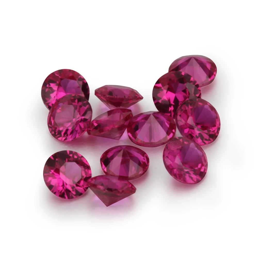 

Different sizes red 5# round brilliant cut synthetic corundum beads, N/a