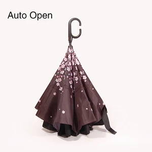 Image of Fantastic New product 2018 innovative automatic digital printing cherry blossom reverse umbrella