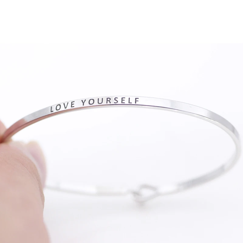 

Creativity High Quality Copper Letter Inspirational Jewelry LOVE YOURSELF" Inspirational Bangle YP6456