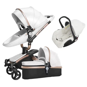 Image of European standard foldable baby carriage luxury car seat 3 in 1 baby stroller