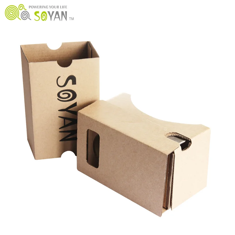 

VR Box 3d vr glasses customize google cardboard virtual reality with lens, Brown / customized design background