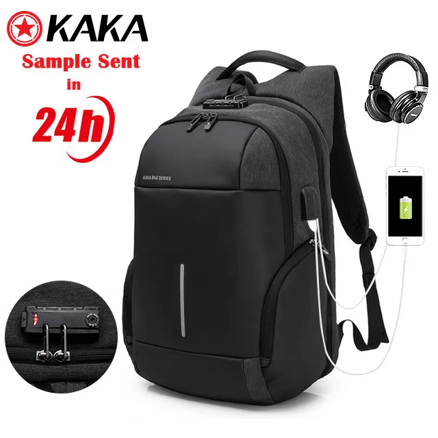

2019 wholesale kaka hot style waterproof business travel backpack charging usb bags anti theft laptop backpack, Black/gray or any color you like