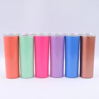 

stainless steel 20 oz skinny tumblers double wall insulated straight water cups wine tumbler with lids and straws
