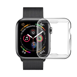for Apple watch Serie 4 40mm 44mm Case Cover Full coverage Screen Protector, TPU Transparent for iwatch 44mm case