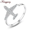 2019 wish hot sale high quality handmade zircon adjustable flight shape silver finger ring for women