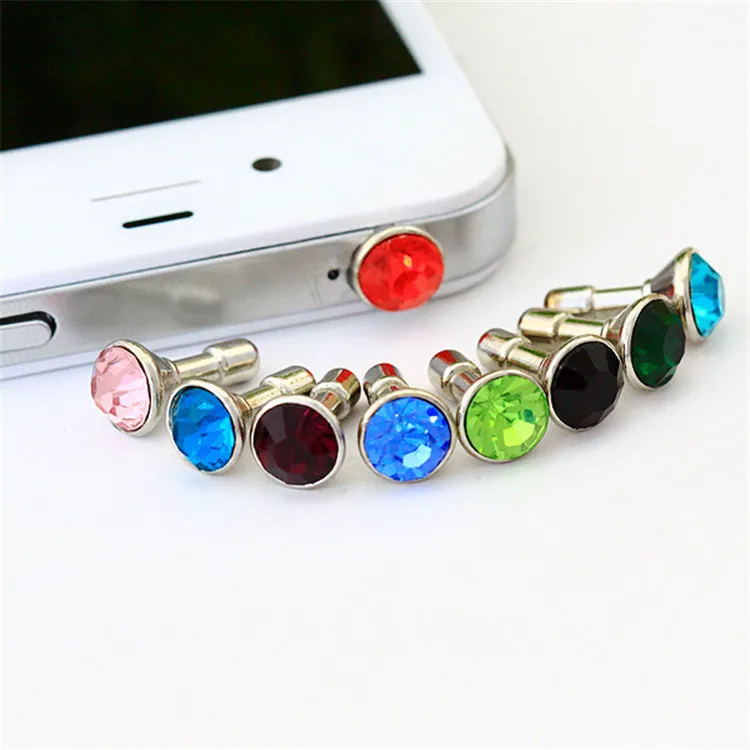 

Top Quality Universal Bling Crystal Rhinestone Dust Plug Cell Phone Earphone Dust Plugs, Colorful