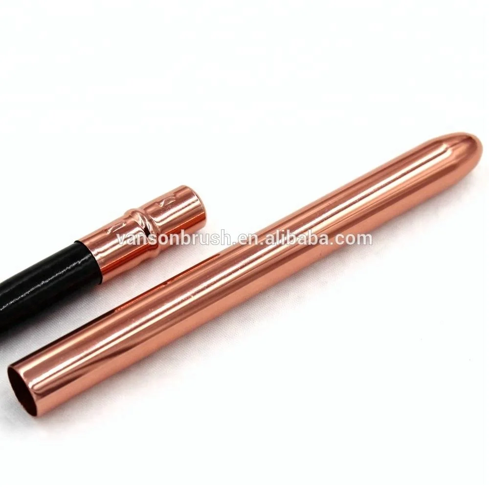 
Face Use and Angular Brush Style Hot Selling Vanson Makeup Tool Rose Gold Color Retractable Lip Makeup Brush 