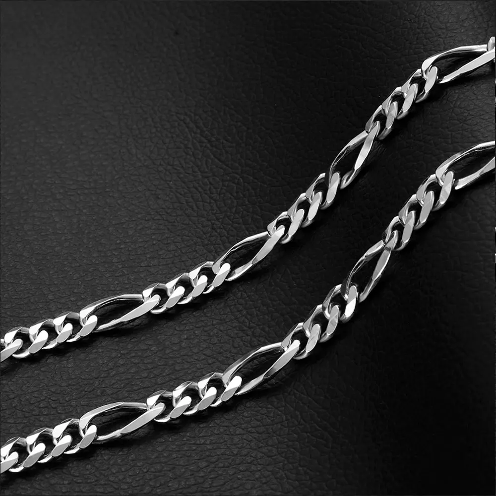 男士纯银意大利固体费加罗链环项链