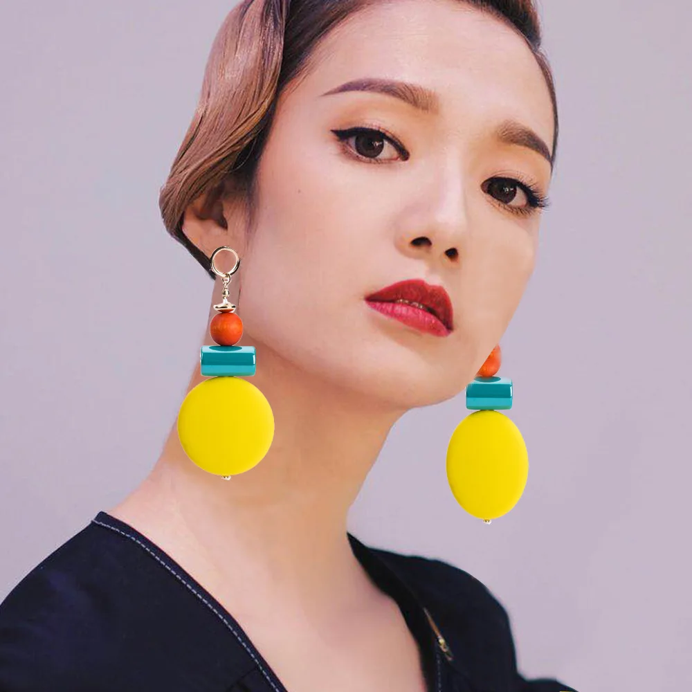 

Dvacaman 2019 Korean Statement Ethnic Custom Drop Earrings Dangle Fashion Earrings Women Round Shape Earrings Jewelry Wedding, Picture