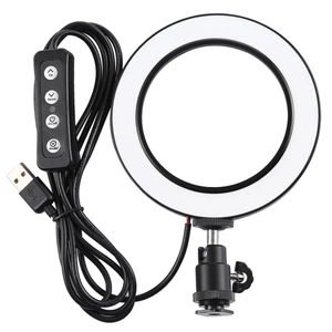 Dropshipping PULUZ 4.6 inch USB 3 Modes Dimmable LED Ring On-Camera Video Lights with Cold Shoe Tripod Ball Head