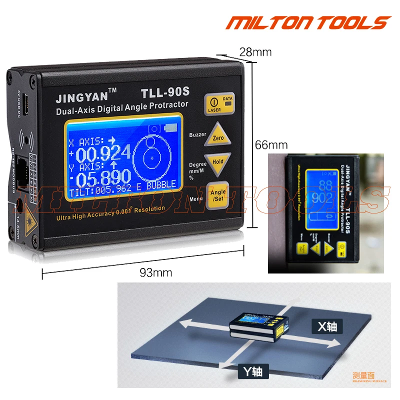 
Authorized TLL-90S Smart Level Digital Protractor Inclinometer Laser Angle electronic Protractor gauge 
