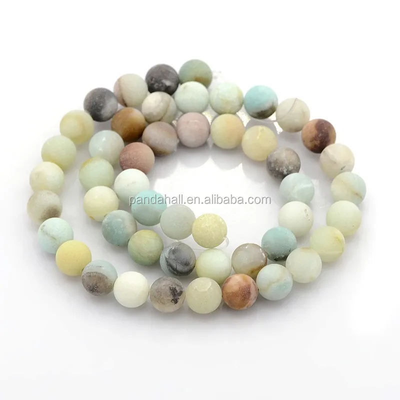 

8mm Mixed Frosted Round Gemstone Natural Amazonite Bead Strings Wholesale