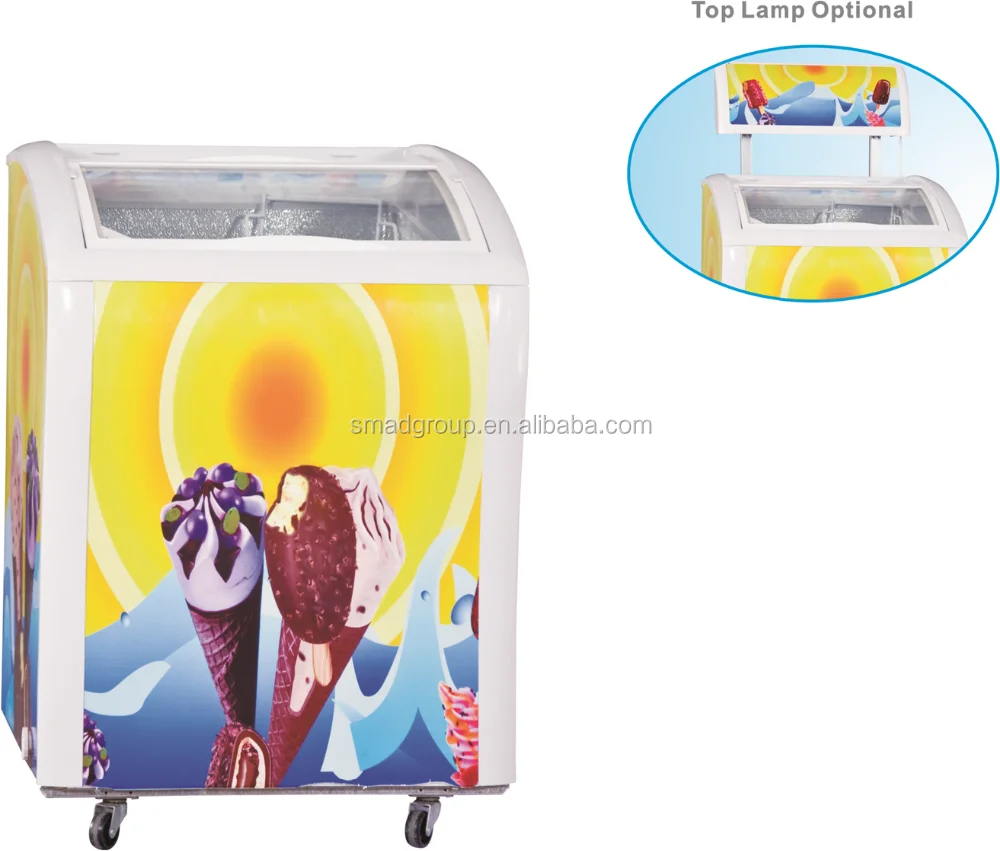220v 110v Glass Top Ice Cream Chest Freezer With Lock And Key Buy
