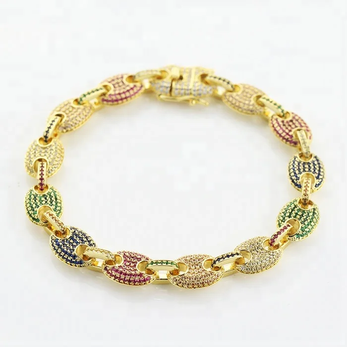 Diamond Dubai Gold Men Jewelry 18k Mariner Link Bracelet,Saudi Arabia