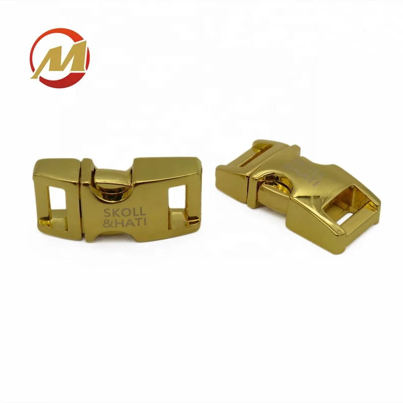 

High Quality Zinc Alloy Custom Logo Side Slide Buckle for Dog, Shiny gold