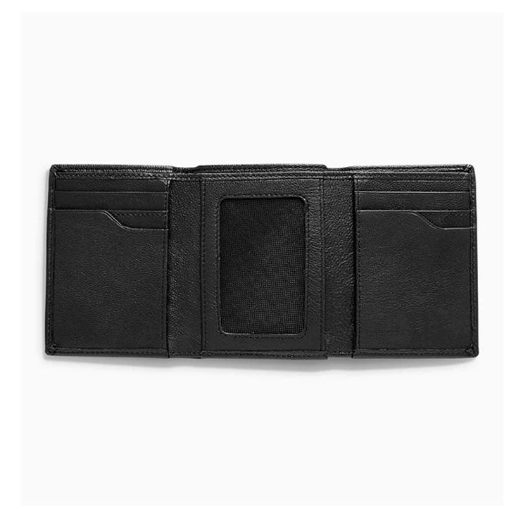Trifold Id Card Wallet Wholesale Wallet Leather For Men Mesh Id Window Slim Men's Leather Wallet