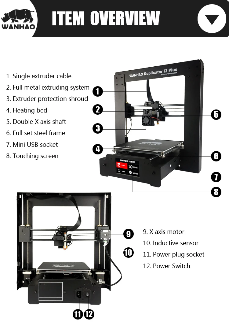 impresora 3d WANHAO I3 plus MK II Cura DIY kit 3D printer with auto leveling