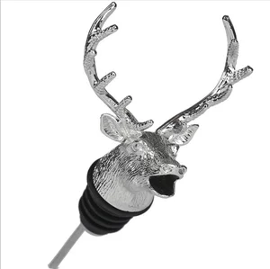 Custom Kitchen accessories bottle stopper stainless steel measured animal head wine pourer
