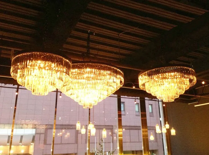 Agnes Hotel Modern Light Lamparas Lobby Cheap K9 Foyer Black Crystal Chandelier