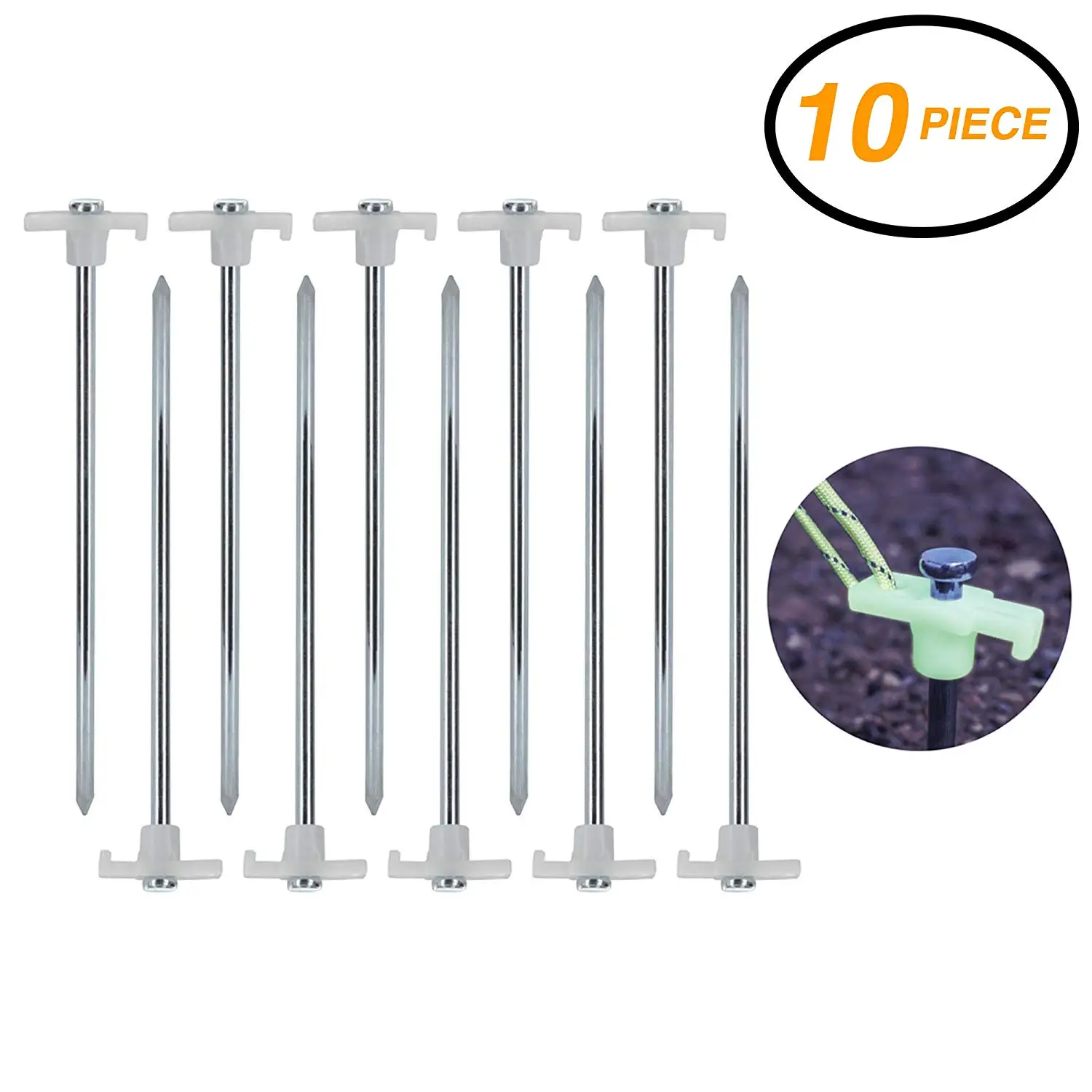 New 10pc Tent Peg Set Metal Garden Gardening Camping Gazebo Marquee Hooks Pegs
