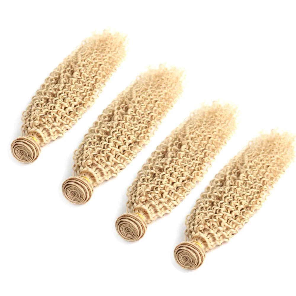 

kinky curly virgin brazilian hair 613 color blonde hair 10A Grade 100% Cuticle Aligned Hair Weaving, N/a