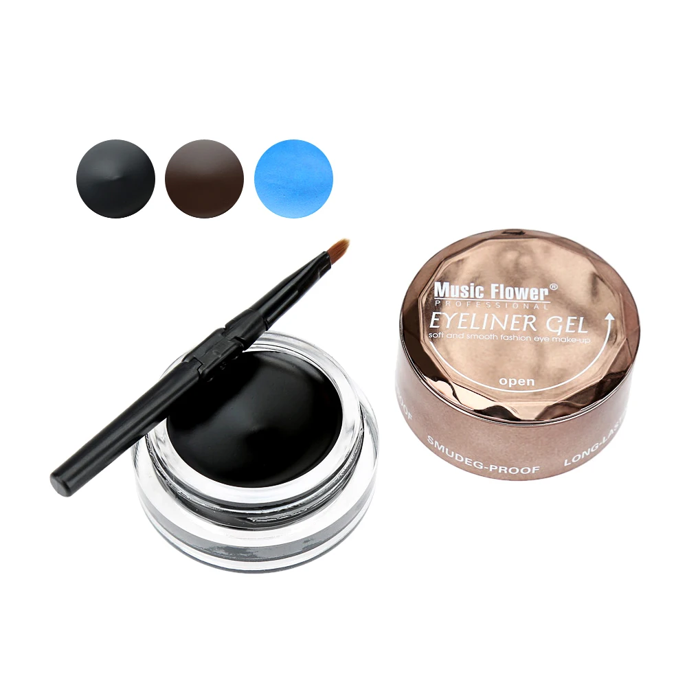 

MUSIC FLOWER Long Lasting Waterproof Makeup Eyeliner Balm Cream with Brush, Single-color