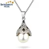 9.5-10mm elegant new fashionable design natural freshwater pearl pendant silver