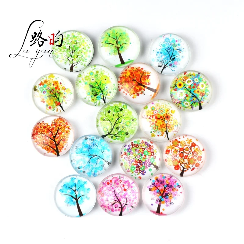 

Luyun glass Tree of Life Abstract round photo magnet