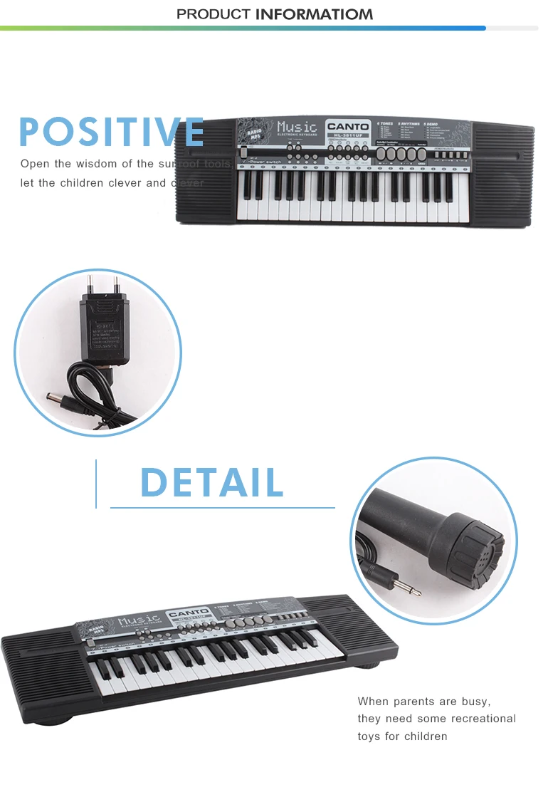 Chengji High quality music 37 keys keyboard toy piano electronic organ with microphone