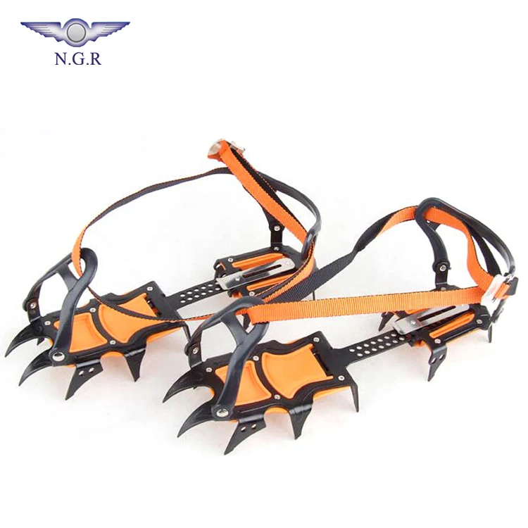 

Factory hot selling high quality 12-teeth glacier Crampons for Outdoor climbing and safety walking on ice and snow, Black or customized