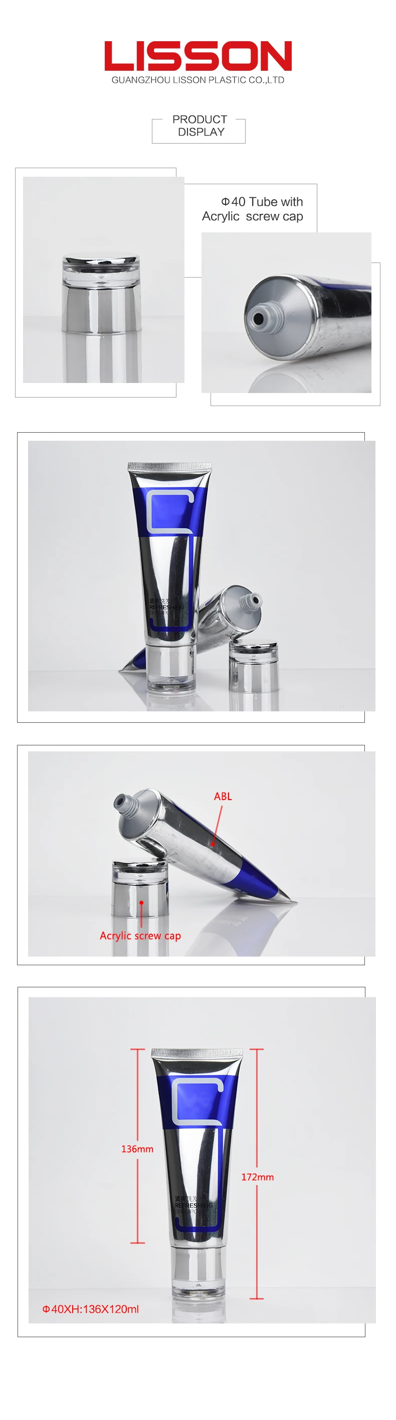 100ml high gloss cosmetic plastic shampoo tube packaging with acrylic screw cap