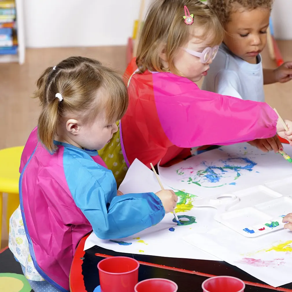 Waterproof Art Smocks Long Sleeve Kids Painting Aprons for 100-120cm Child 