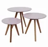 scandinavian solid oak wood pink side table set with MDF top