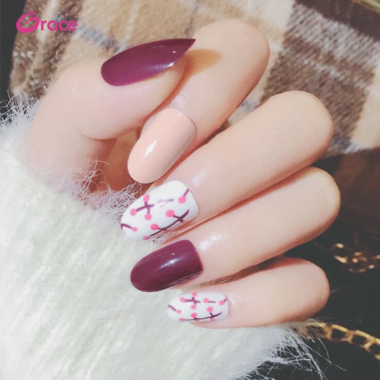 

S8 press on flare nail tips artifical pre design nail tips pre glued chrome nail tips, Picture