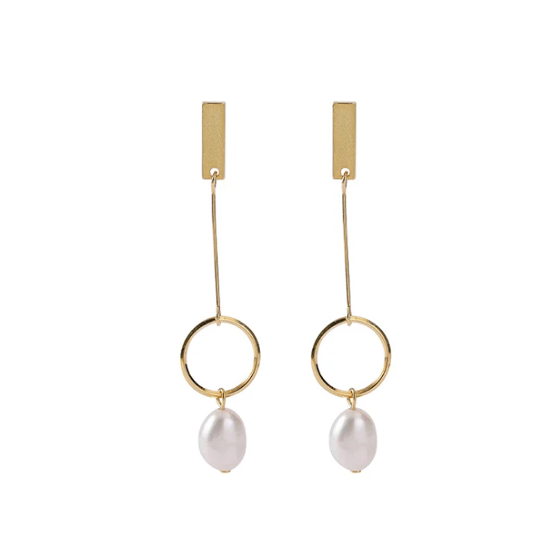 

E1810 Women Fashion Minimalist Jewelry 18k gold plated Pearl 925 silver earrings drops