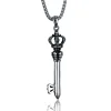 Vintage Mens Lover Jewelry Crown Shaped 316L Stainless Steel Key Pendant Necklace Meaning