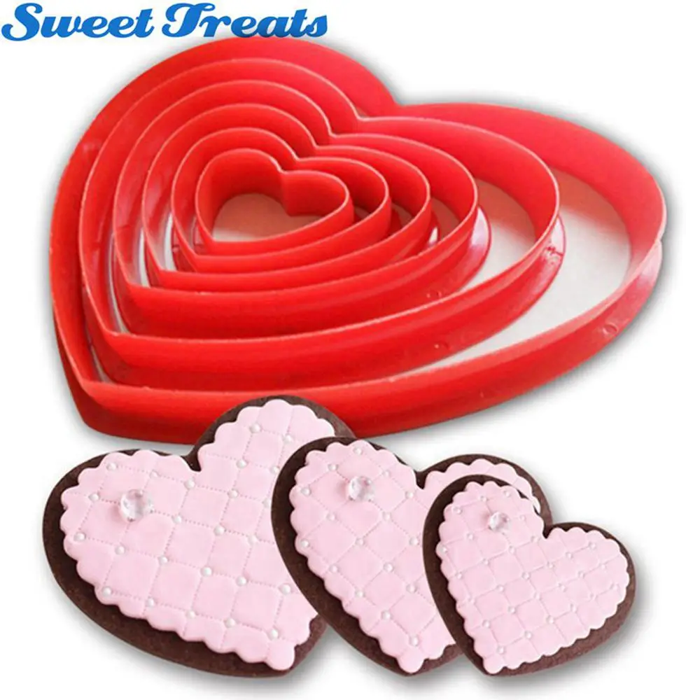 

Sweettreats Heart, Flower and Star Shaped plastic Cake mold cookie cutter biscuit stamp Sugar Craft cake decorations, As picture