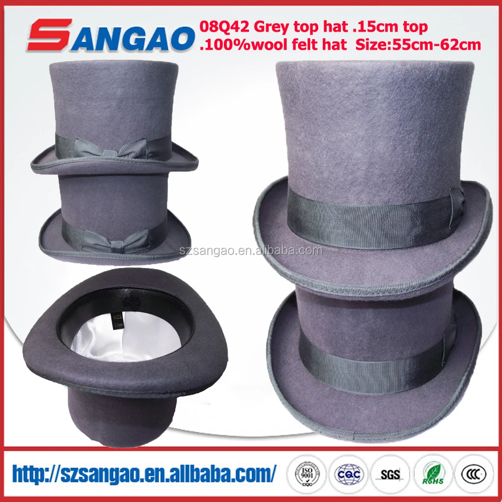 Wholesale Round Polished Wool Felt Top Hat Fedora Buy Top Hat,Black
